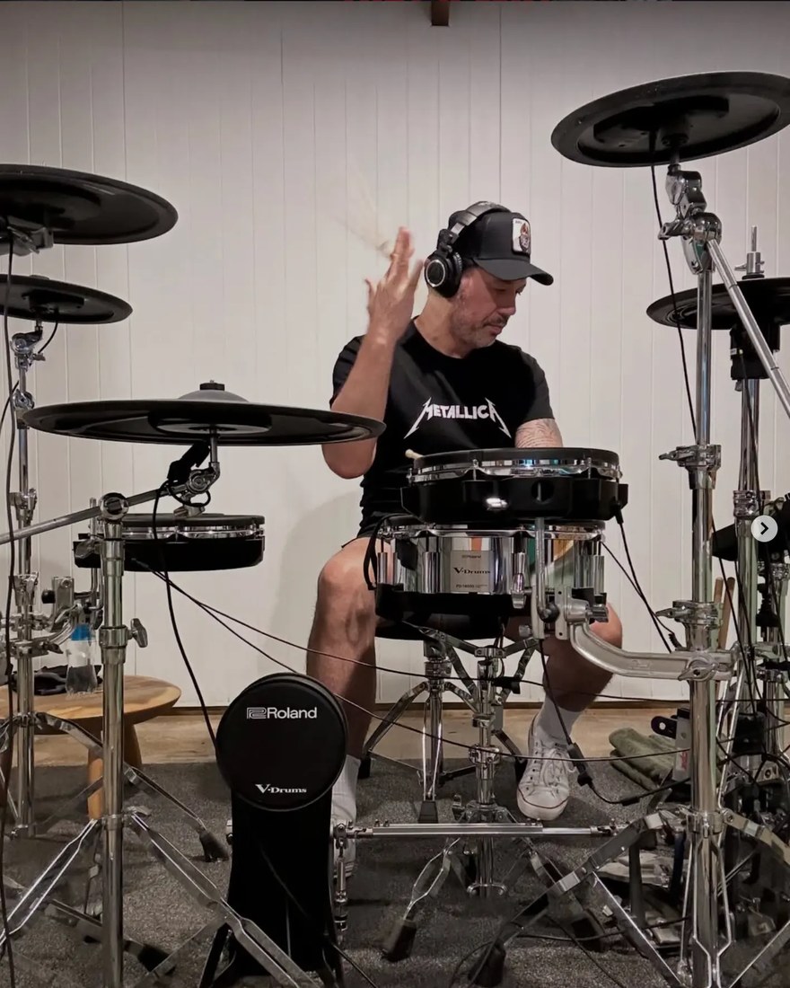Lawrence Mackey playing drums